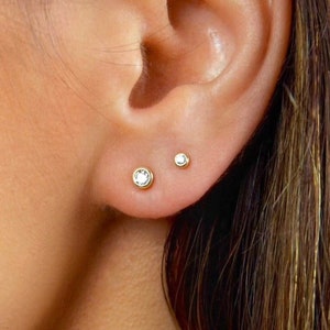 Tiny earrings - Diamond studs -Delicate studs - Dainty cz studs - Dainty studs - Dainty earrings - Minimal earrings- Gold studs - Tiny studs