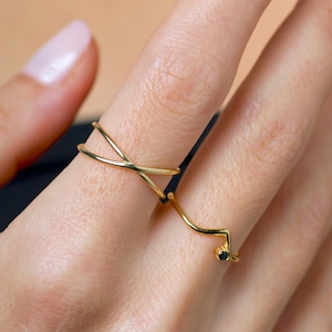 X ring - Criss cross ring - Open gold ring - Open ring - Gold ring - Double ring - Adjustable ring - Minimalist ring - Sterling silver ring