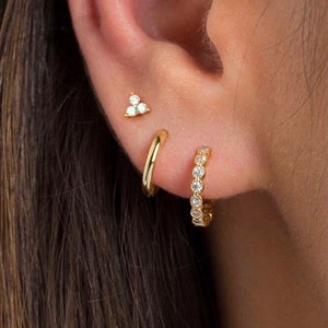 Cz Huggie hoops - Sterling silver huggie hoop earrings - Dainty hoops - Tiny hoop earrings - Gold huggie earrings - Minimalist gold hoops