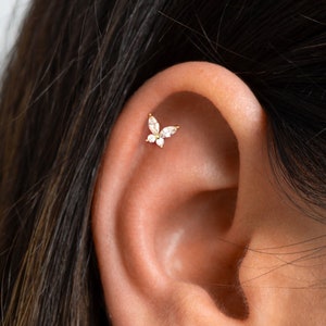 Butterfly stud earrings in sterling silver - Tiny CZ butterfly earrings - Dainty earrings - Minimalist earrings - Tiny gold stud earrings