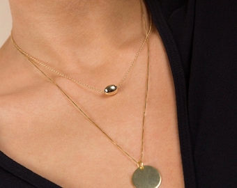 Gold bead necklace - Dainty necklace - Gold necklace - Dainty ball necklace- Layering dot necklace - Delicate necklace - Minimalist necklace