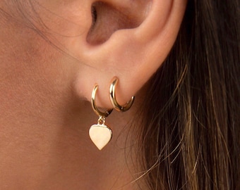 Heart hoop earrings - Small hoop earrings - Huggie earrings - Gold hoop earrings - Tiny hoop earrings - Dainty hoop earrings-Dainty earrings