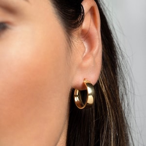 Minimalist gold hoops -  Chunky hoop earrings - Creole earrings - Small hoop earrings - Sterling silver hoop earrings - Creole gold hoops
