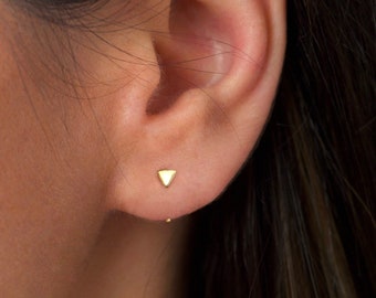 Pendientes de aro abiertos - Pendientes de aro triangulares abiertos - Aros pequeños - Pendientes de aro de plata de ley - Pendientes de aro - Pendientes de aro dorados