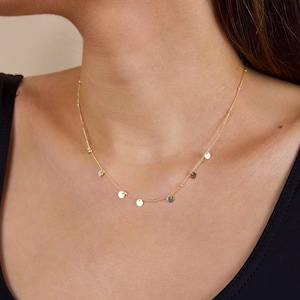 Tiny coin necklace - 18K gold coin necklace -  Dainty gold necklace  - Minimal necklace - Mini coins necklace - Gold disc necklace