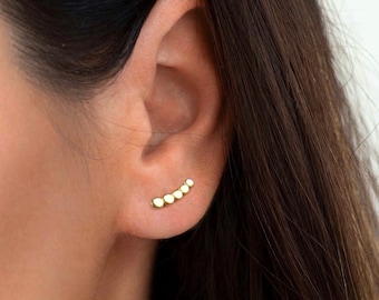 Winzige Gold Ohr Kletterer - Zierliche Kreis Ohr Kletterer - Sterling Silber zarte Ohr Kletterer - Zierliche Ohrringe - Minimalistische kleine Ohrringe