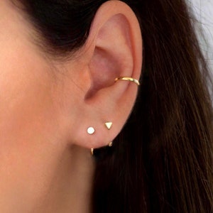 Open huggie hoop earrings - Open hoops - Sterling silver huggie earrings - Claw earrings - Sleeper earring - Ear hugger Second hole earrings