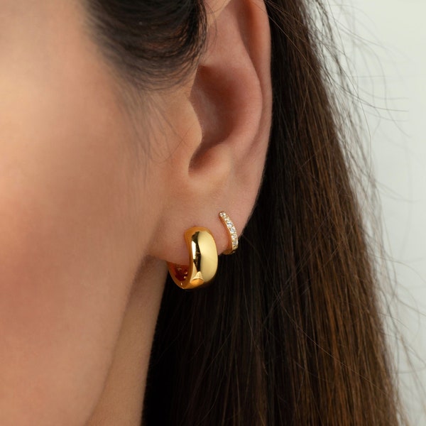 Chunky gold hoop earrings - Thick gold hoops - Gold hoop earrings - Huggie earrings - Small hoop earrings - Chunky gold hoops - Mini creolen