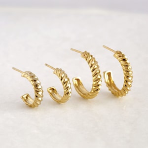 Gold hoop earrings - Sterling silver hoops - Croissant hoops -  Minimalist earrings - Small hoop earrings - Small gold hoops - Gift for her