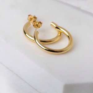 Sterling silver hoop earrings - Gold hoop earrings - Minimalist earrings - Thick gold hoops - Small hoop earrings - Dainty hoop earrings