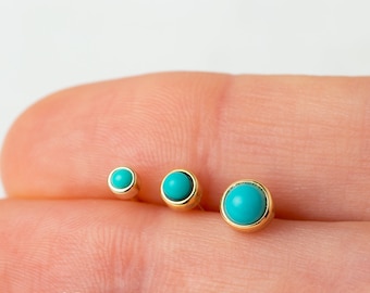 Tiny turquoise stud earrings - Tiny turquoise earrings - Tiny stud earrings - Small stud earrings - Tiny gold earrings - Gold stud earrings