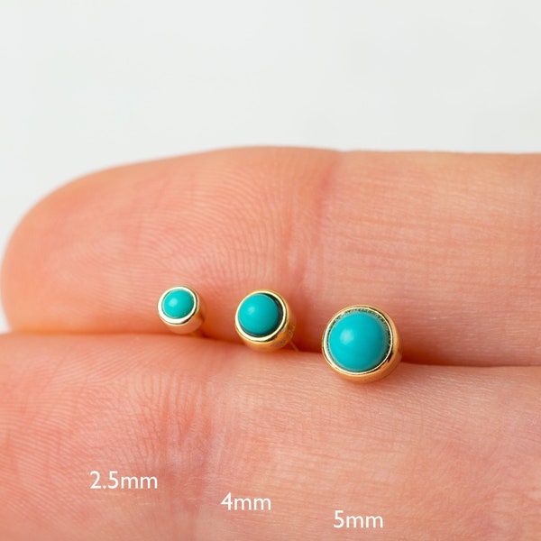 Tiny turquoise stud earrings - Tiny turquoise earrings - Tiny stud earrings - Small stud earrings - Tiny gold earrings - Gold stud earrings