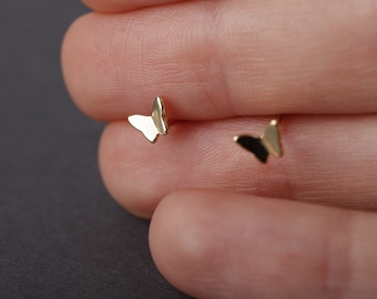 Tiny butterfly studs - Dainty butterfly earrings in sterling silver - Tiny cartilage stud - Dainty studs - Tiny gold studs - Gold small stud