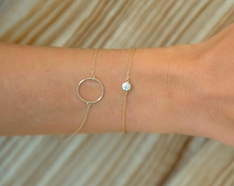 Solitaire bracelet - Dainty bracelet - Delicate bracelet - Thin gold bracelet - Simple gold bracelet - Diamond bracelet - Layering Bracelet