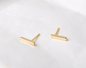 Gold Bar Ohrstecker - Kleine Bar Ohrringe - Bar Ohrstecker - Zierliche Ohrringe - Minimal Linie Ohrringe - Winzige Gold Ohrstecker - Geometrische kleine Ohrringe