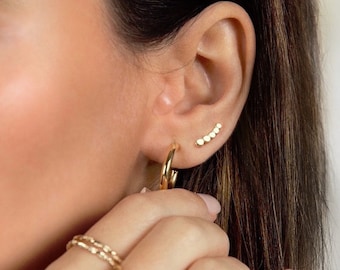 Pendientes pequeños de oro - Pendientes delicados de círculo - Pendientes delicados de plata de ley - Pendientes delicados - Pendientes minimalistas pequeños