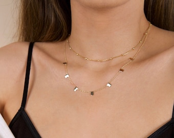 Layering necklace - Gold necklace - Dainty necklace - Dainty gold necklace - Delicate necklace - Thin gold chain - Gold layered necklace