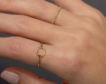 Circle ring - Gold circle ring - Dainty ring - Minimalist ring - Round ring - Thin gold ring -Stacking ring-  Delicate Ring - Gold band ring