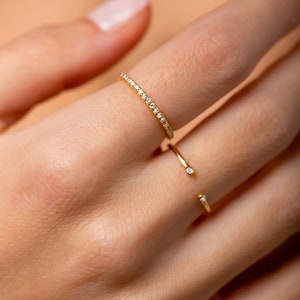 925 sterling silver ring - Open ring - Open cz ring - Open cuff ring - Dainty gold ring - Minimalist ring - Dainty ring - Minimal gold ring