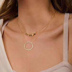 Kreis Kette - Zierliche goldene Kreis Kette - Gold Karma Kette - Eternity Kette - Layering Kette - Zarte Goldkette