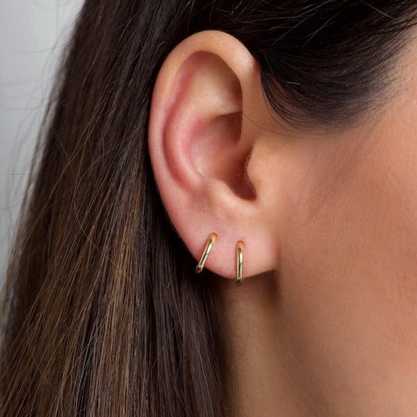 Gold huggie earrings - Huggie hoop earrings - Ear huggies - Sleeper earrings - Sterling silver huggies - Mini hoop earrings - Tiny gold hoop