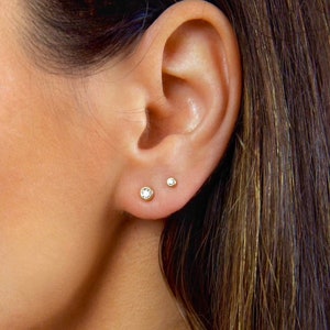 Tiny earrings - Diamond studs -Delicate studs - Dainty cz studs - Dainty studs - Dainty earrings - Minimal earrings- Gold studs - Tiny studs