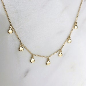 Mini coin necklace - Tiny gold disc necklace - Coin gold necklace - Drop disc necklace - Layered coin necklace - Minimalist necklace