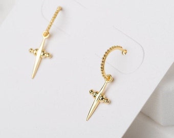 Cross hoop earrings - Gold hoop earrings - Cross earrings - Gold cross earrings - Cross hoops - Small hoop earrings - Gold cross hoops
