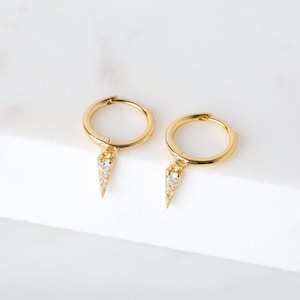 Huggie hoop earrings - Small hoop earrings - Small gold hoops - Tiny earrings - Gold hoops - Gold spike hoops - Silver minimalist earrings