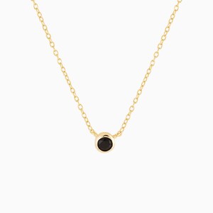 Delikat cz-halsband - Halsband med svarta stenar - Halsband med litet diamant - Halsband med tunn guldkedja - Elegant guldhalsband - Solitärhalsband bild 8