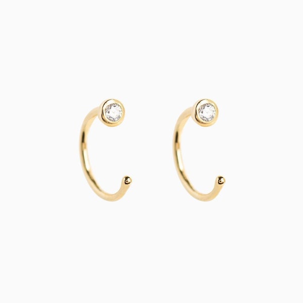 Tiny hug hoops - Open hoop earrings - Dainty gold earrings - Hug earrings - Huggie hoop earrings - Gold huggie earrings - Tiny hoop earrings