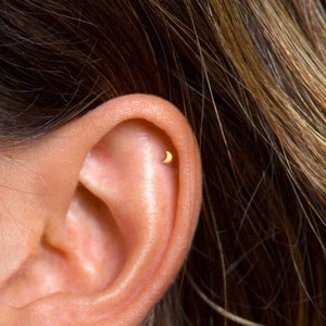 2mm kleine kleine maan studs sierlijke ster studs kleine wassende maan oorbellen gouden kleine ster stud oorbellen Sterling zilveren kleine oorbellen afbeelding 1