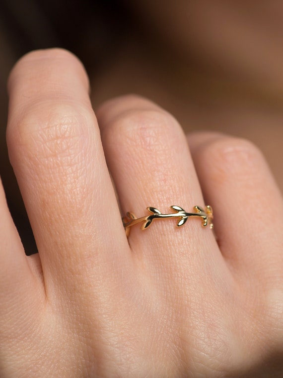 Buy Leaf Nature Ring, Dainty Gold Ring, Minimalist Ring Online in India 