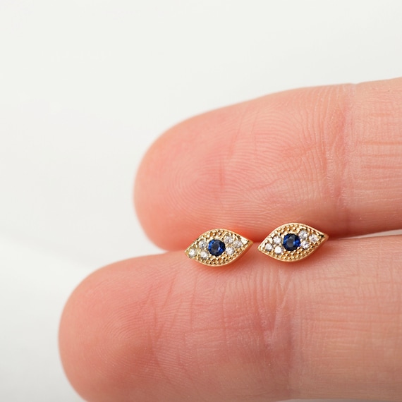 Sterling Silver Evil Eye Stud Earrings | The Jewelry Vine