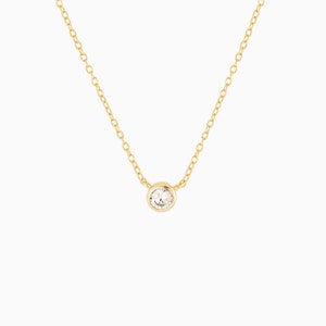 Delikat cz-halsband - Halsband med svarta stenar - Halsband med litet diamant - Halsband med tunn guldkedja - Elegant guldhalsband - Solitärhalsband bild 7
