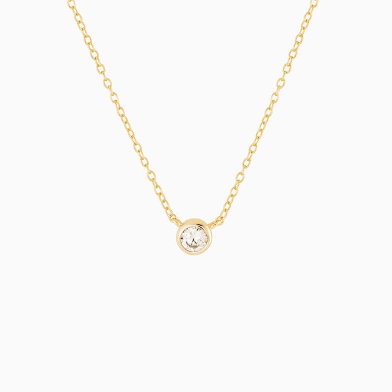 Delikat cz-halsband - Halsband med svarta stenar - Halsband med litet diamant - Halsband med tunn guldkedja - Elegant guldhalsband - Solitärhalsband bild 7