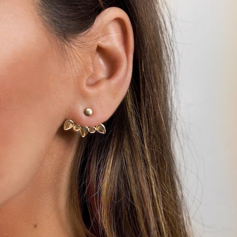 Ear Jacket Ear Jacket Earrings Gold Ear Jackets Dainty Etsy