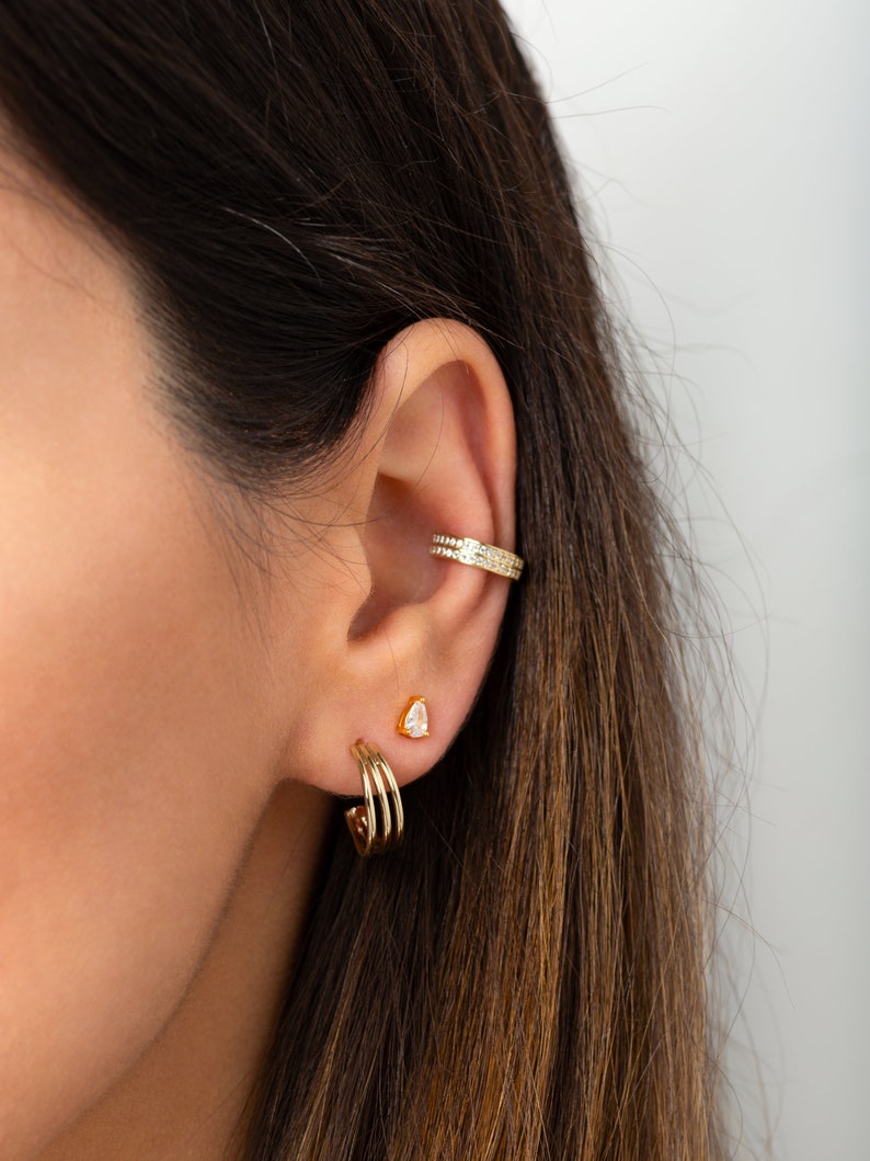 Gold Teardrop Studs Gold Stud Earrings Dainty Gold Etsy