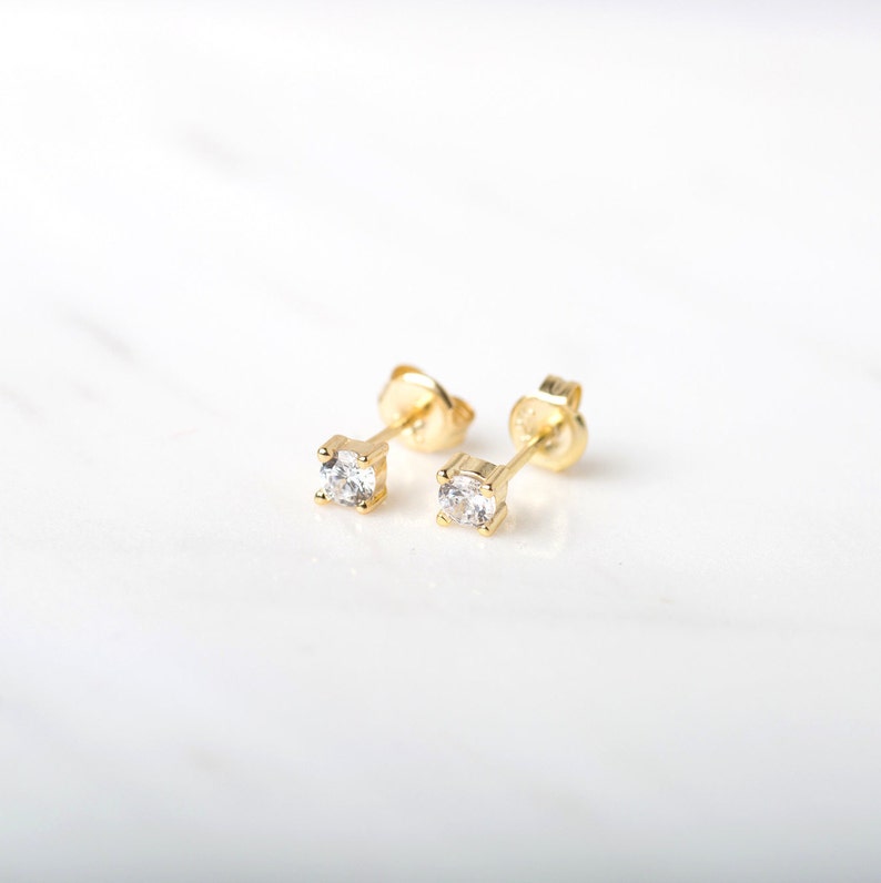 Tiny diamond studs Tiny earrings Dainty gold earrings | Etsy