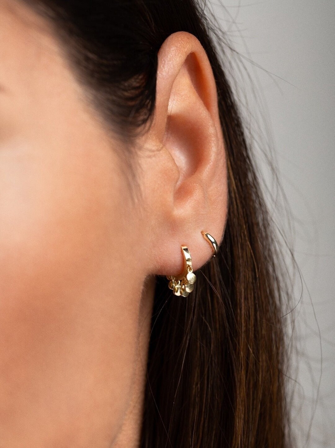 [BLACKMUSE] 925silver☆Color epoxy mini hoops Earrings Tiny Coin Hoops - Huggie Earrings - Tiny Hoop Earrings