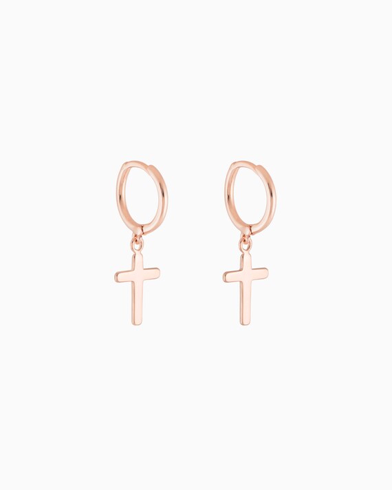 Cupimatch Cross Huggie Earrings For Women - Gold Enamel Hoops With 925 Sterling Silver Post, Hypoallergenic - View #8