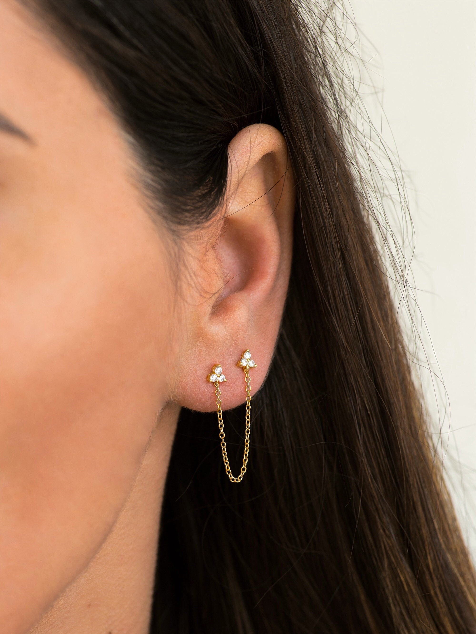 SKN-SIREN MULTI CHAIN STUD EARRINGS