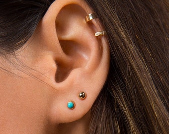 Tiny turquoise stud earrings - Turquoise studs - Turquoise earrings - Minimalist studs - Tiny earrings - Dainty earrings - Tiny gold studs
