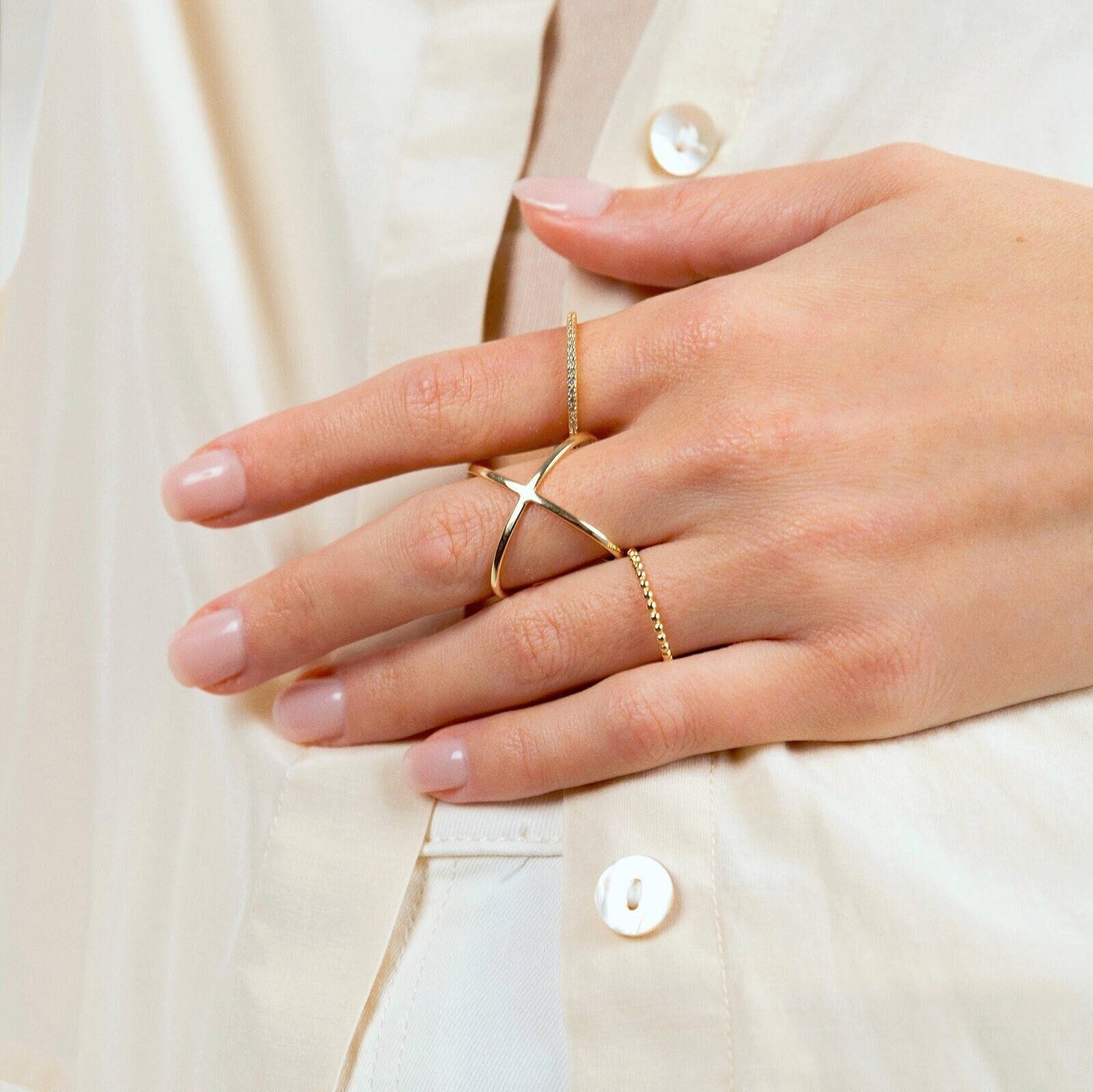 X Ring - Criss Cross Ring - Gold X Ring - Gold Ring