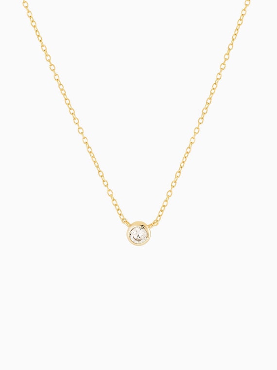  Tewiky Diamond Necklaces for Women, Dainty Gold Necklace 14k  Gold Plated Simple CZ Diamond Solitaire Pendant Necklaces Cute Minimalist  Gold Plated Choker Necklace for Women Girls Gifts: Clothing, Shoes & Jewelry