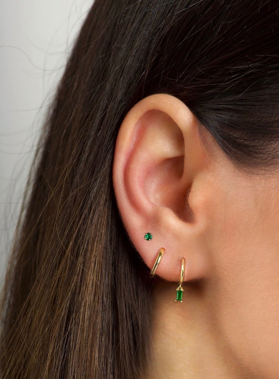 Bezel Double Chain Stud Earrings – shependence