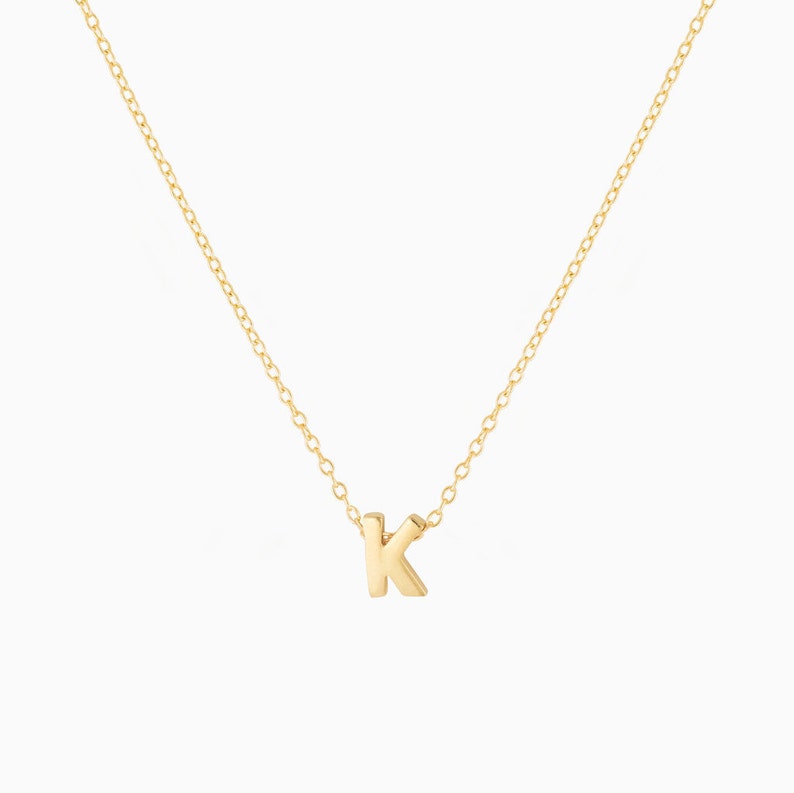 Initial necklace Tiny gold letter necklace Gold initial necklace Name necklace Personalized jewelry Dainty necklace-Bridesmaid gift image 2