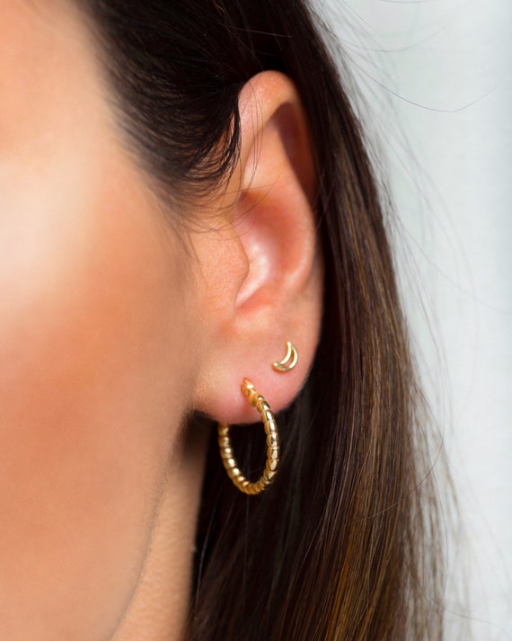 Tiny Moon Studs - Moon Earrings - Tiny Earrings - Tiny Studs