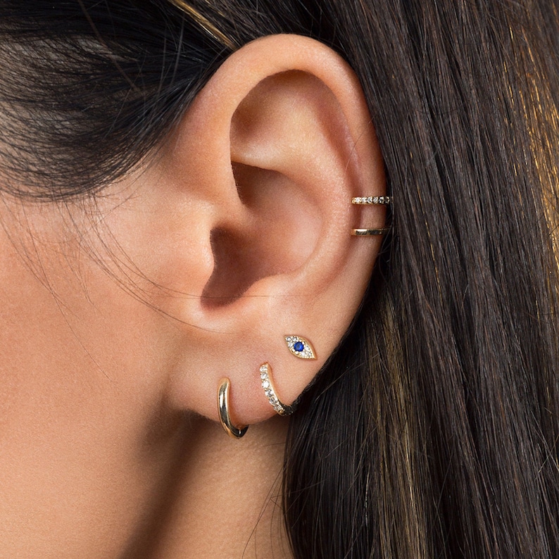 Tiny Evil Eye Stud Earrings Evil Eye Studs Tiny Gold Studs Etsy