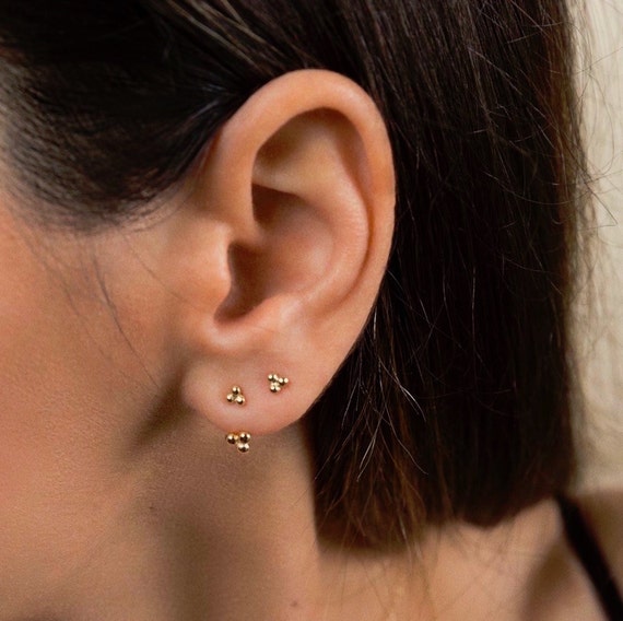 Three Dot Studs Tiny Stud Earrings Tiny Gold Studs Dainty Studs